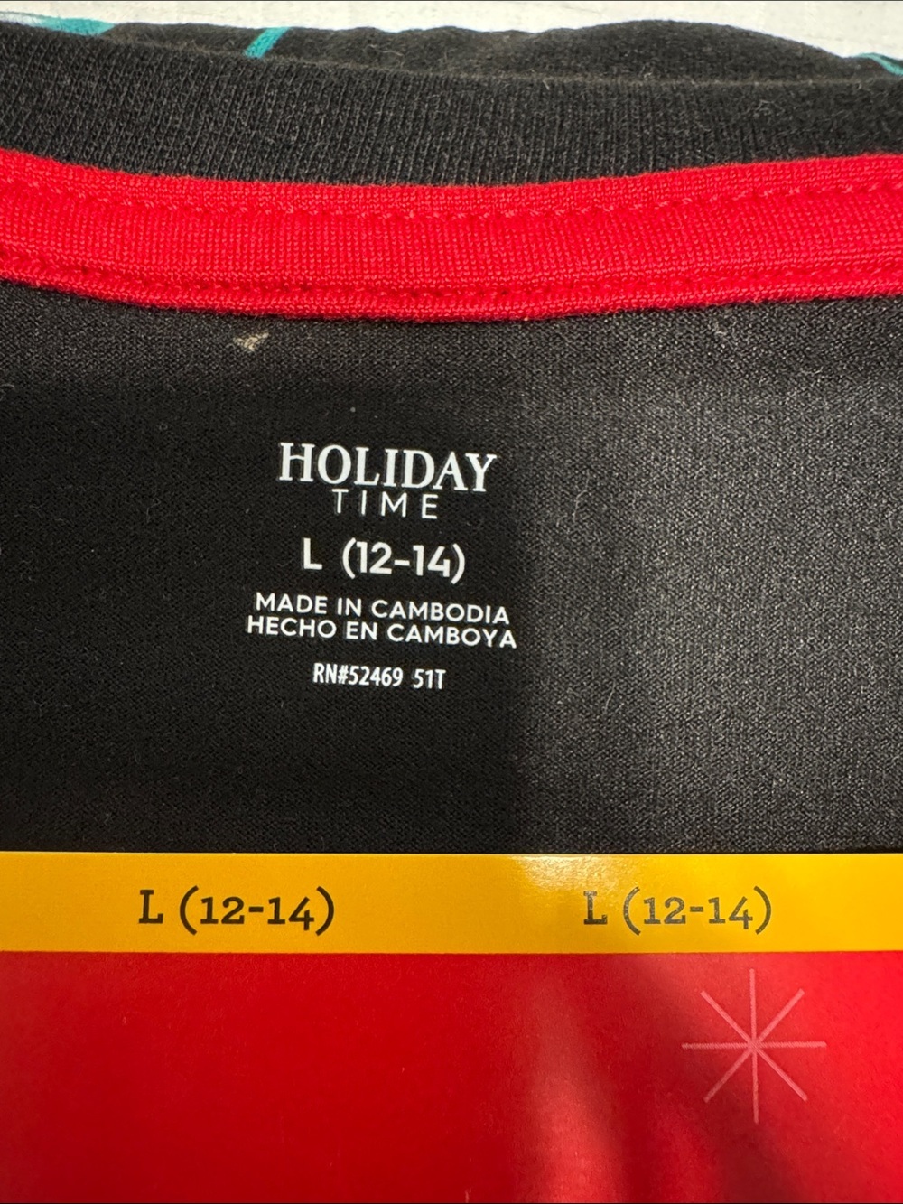 Holiday Time Women’s Black Pajama Set with Colorful Holiday Lights - Picture 3 of 3